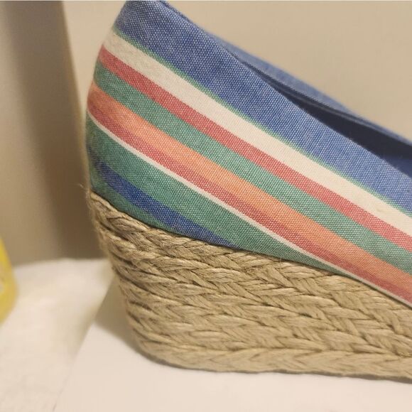 Lauren Ralph Lauren Cecelia Canvas Peep Toe Wedge Heel Espadrilles Sz. 8.5 $195 - Picture 7 of 9